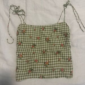 Reformation Green Floral Top